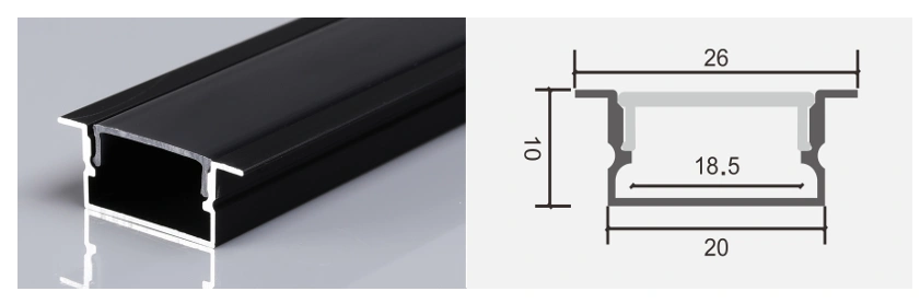 Aluminum LED Profile – SU-2010A-Black