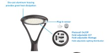 LED POST TOP 4 IN 1 LIGHTING DISTRIBUTION&POWER&CCT