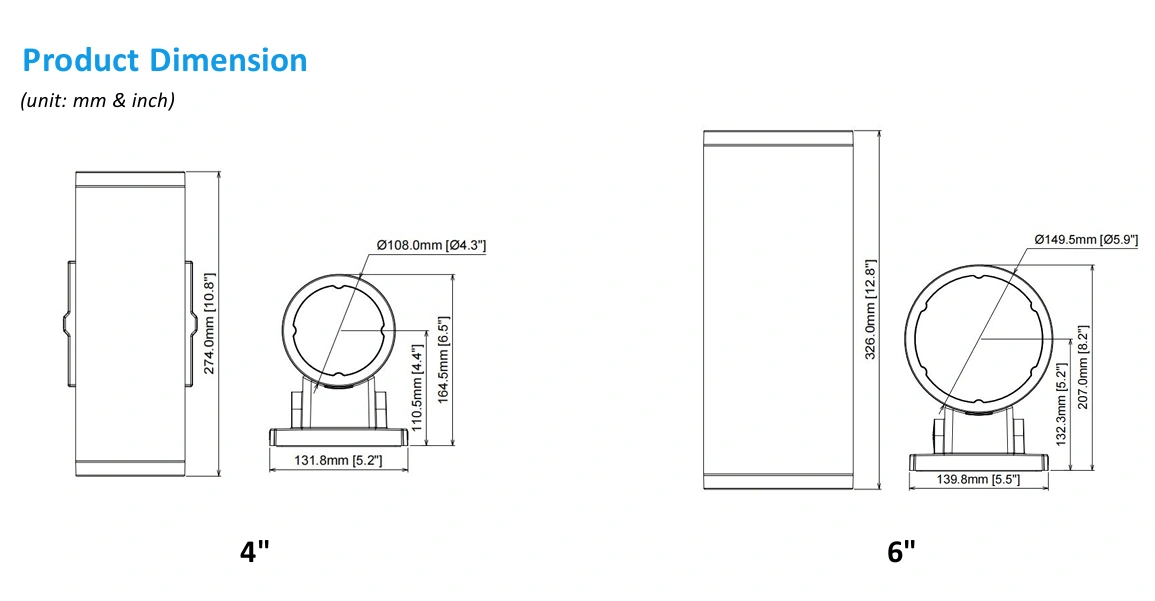 LED Wall Mount Cylinder – G6 Series 6-inch