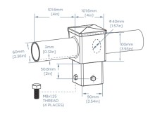 4-Inch Square Pole Tenon Adapter – Dual-Side Mount (LS-F2-4IN)