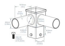 4-Inch Square Pole Tenon Adapter – Corner Mount (LS-FC2-4IN)