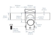 4-Inch Square Pole Tenon Adapter – Triple Mount (LS-F3-4IN)