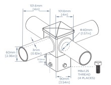 4-Inch Square Pole Tenon Adapter – Quad Mount (LS-F4-4IN)