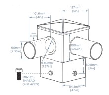 5-Inch Square Pole Tenon Adapter – Corner Mount (LS-FC2-5IN)