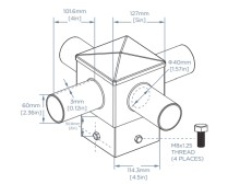 5-Inch Square Pole Tenon Adapter – Quad Mount (LS-F4-5IN)