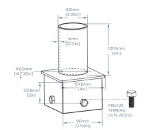 4-Inch Square Pole Tenon Adapter – Downward Mount (LS-FD1-4IN)