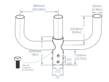 Round Pole Long-Arm Mount – Triple Fixture (LS-RL03)